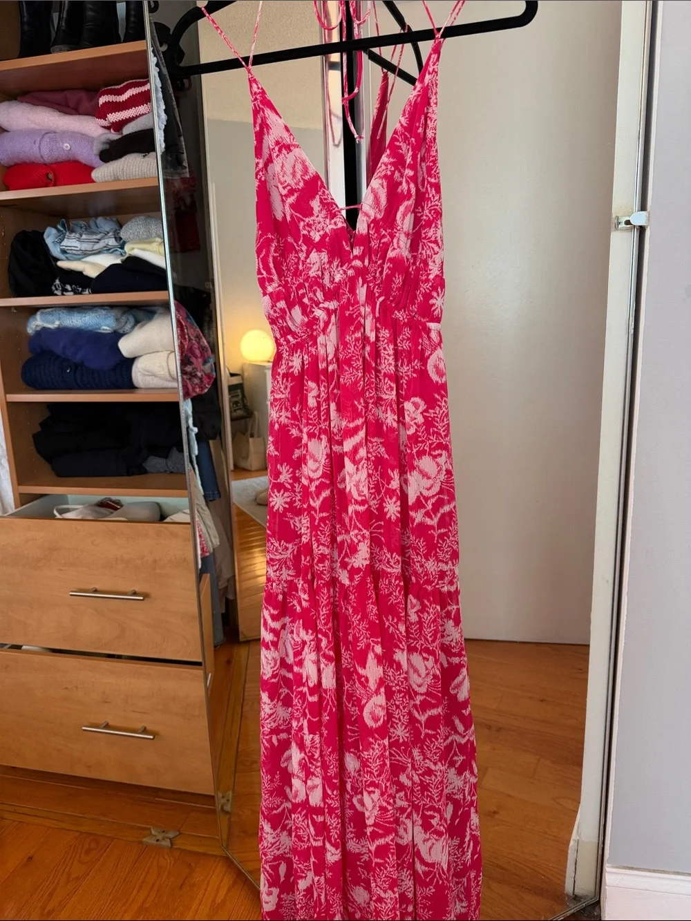 Pink BA&SH Strappy Floral Maxi Dress